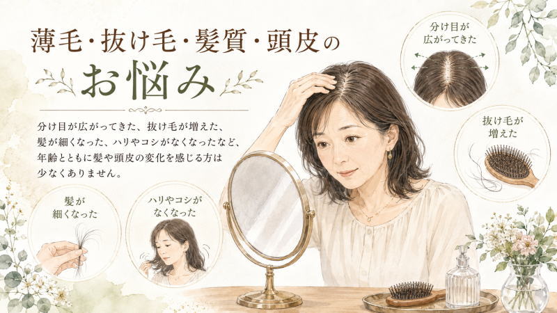 薄毛・抜け毛・髪質・頭皮のお悩み